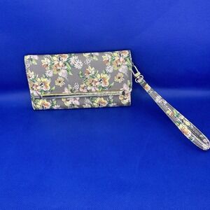 Steve Madden Trifold Embossed Logo Bar Floral Wristlet Wallet